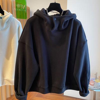 New Hooded Autumn Winter All-in-one Velvet Double-sided Polar Fleece Thermal Sweatshirt for Women Loose Thickened Top Pullover