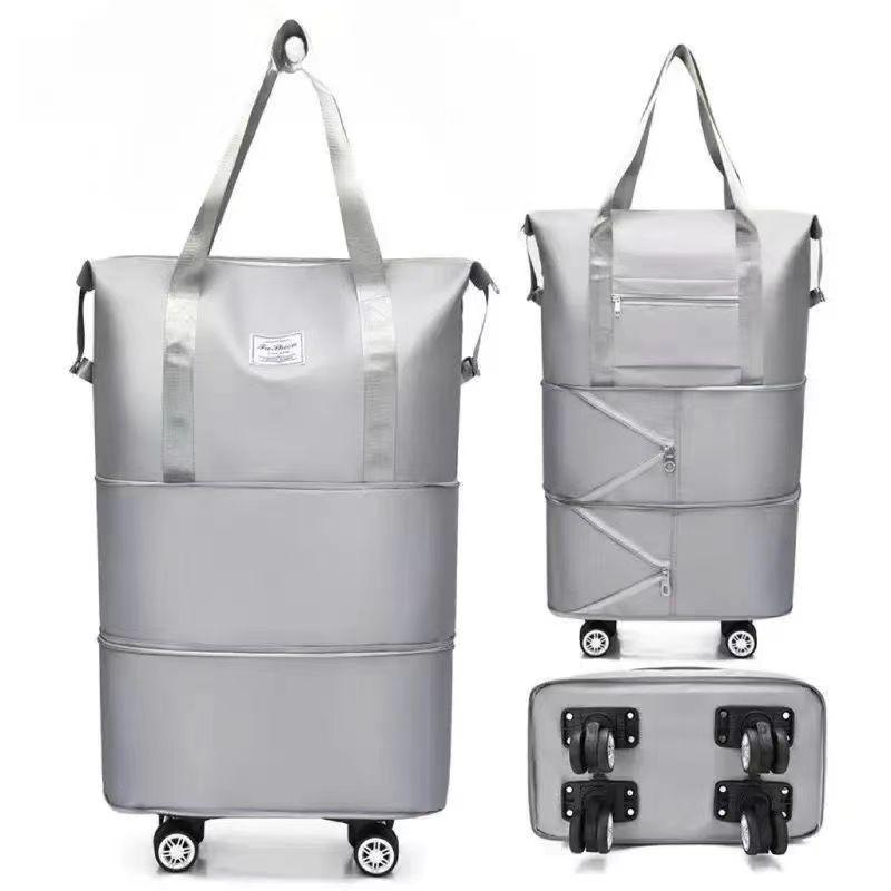 Women's Large Capacity Foldable Travel Bag with Wheels and Telescopic Handle