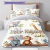Custom Name,Cute Safari Animal Series Pattern Bedding Home Decoration Birthday Gift ( 1 Duvet Cover + 2 Pillowcase, Without Core),fan Merchandise.