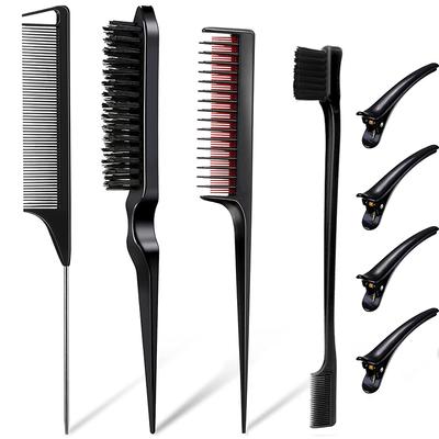 Set di 8 Pettini per Acconciature Pettine per Tirare i Capelli Pettine Triplo per Tirare i Capelli Pettini a Coda di Ratto Pettine per Bordi Strumenti per la Coda dei Capelli Strumento per Treccine Anello