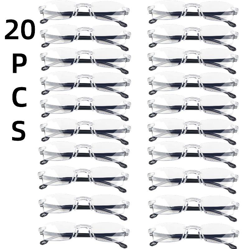 

20PCS Diopter +1.0 +1.5 +2.0 +2.5 +3.5 +4.0 Frameless Anti-blue Light Reading Glasses Women Men Ladies Presbyopia Eyewear Frames +150