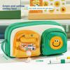 Cute Double Pocket Cartoon Pen Case With Removable Dividers For Students And Office Use
