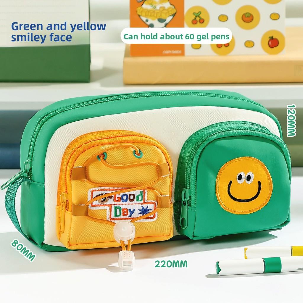 Cute Double Pocket Cartoon Pen Case With Removable Dividers For Students And Office Use