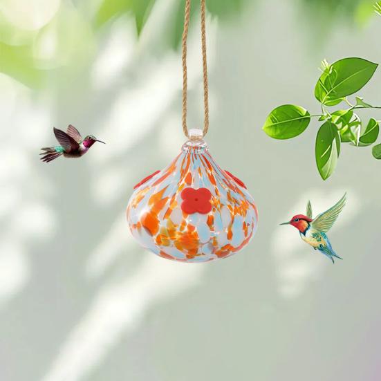 Venkovní skleněné závěsné krmítko pro kolibříky, odolné proti mravencům a včelám, vícebarevné krmítko pro ptáky, zahradní dekorace, dárek pro ženy