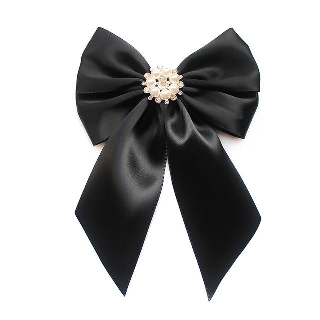 New Female Unisex Bow Tie Brooches For Women Pearl Crystal Pendant Collar Pin Shirt Clothes Necktie Bowknot Suit Accessories