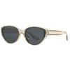 Fashion brown glasses retro cat eye sunglasses women's plain face whitening advanced sense UV protection sunglasses men