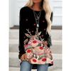 Christmas Gift 3D Printed Long Sleeved T-shirt for Women, Fashionable New Year Round Neck Top