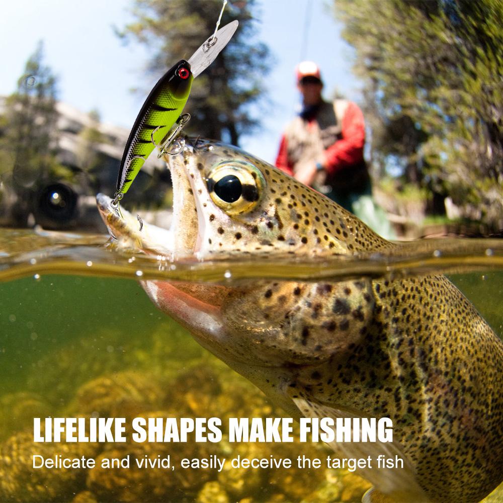 Kit de iscas de pesca de 20 peças, conjunto de iscas de pesca de plástico com ganchos para peixes de água doce e salgada