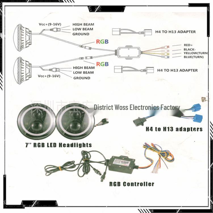 7-Inch 5D RGB LED Headlights for Jeep Wrangler and Harley Davidson