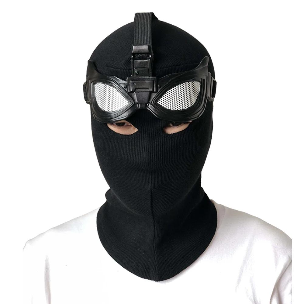 Superhero Peter Parker Mask Cosplay Stealth Suit Black Helmet Halloween Masquerade Party Costume Props