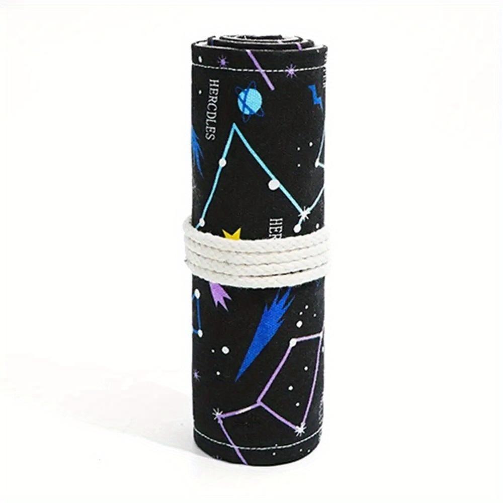 12/24/36/48/72 Lyukvastag vászon tolltartó csillagos ég nyomtatással tekercses tolltartó vázlattömb kellékek írószerek tárolótáska