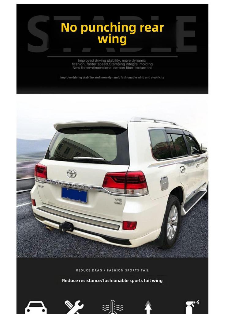 Compatible Rear Middle Roof Spoiler for 2008-2024 Toyota Land Cruiser LC200/FJ