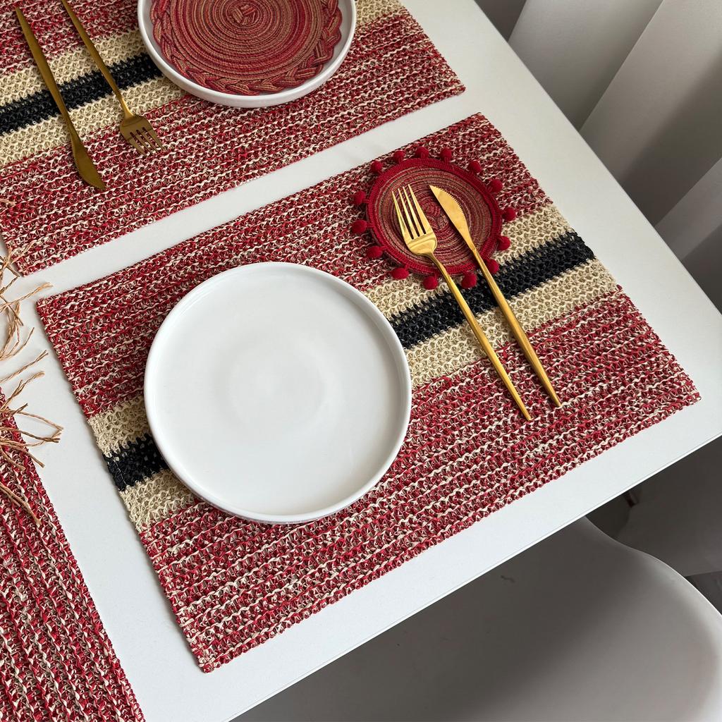Pastoral paper rope woven placemat ins miscellaneous retro Christmas decorative mat wedding creative paper thermal insulation table mat