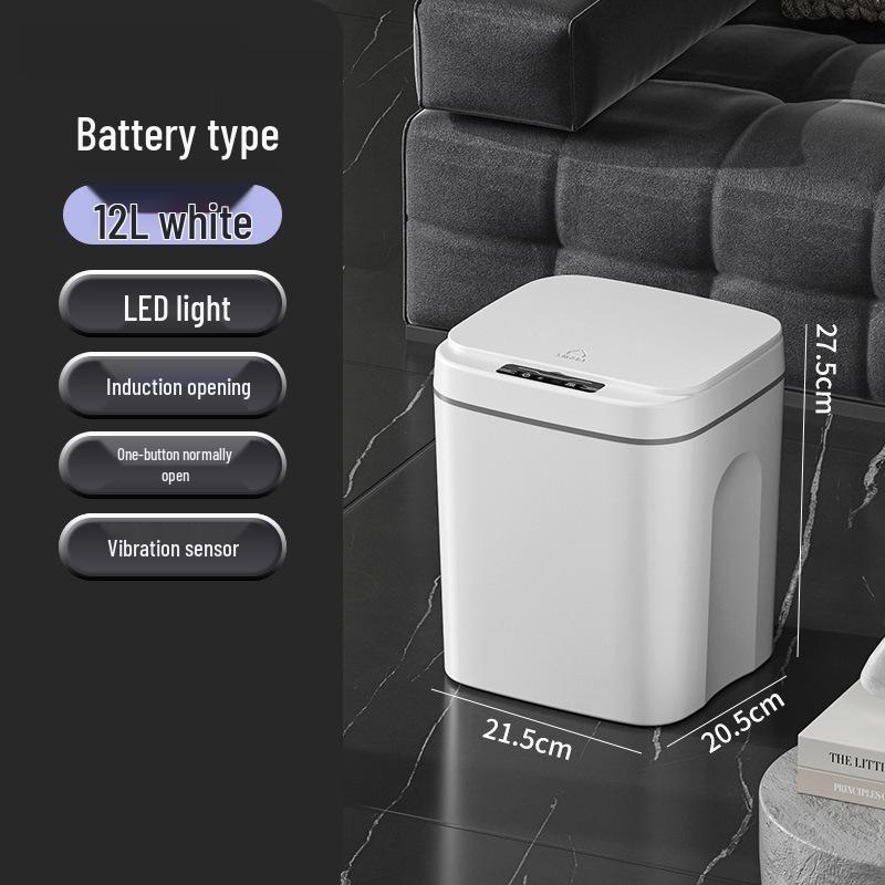 2026 Smart Induction Trash Can with Built-in Press Ring, Long Battery Life, 16L Capacity for Living Room