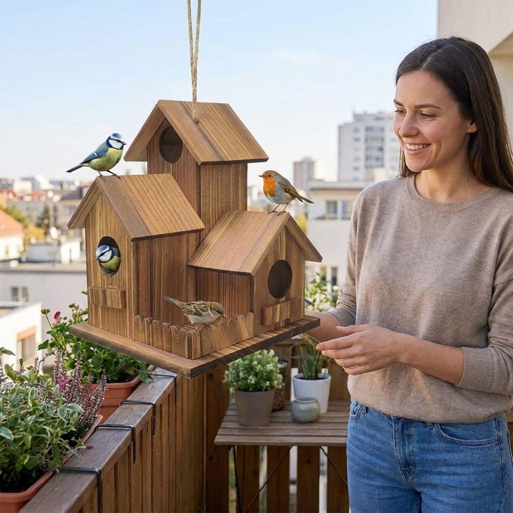 Thickened Wooden Bird House Incubation Box Bird Villa Nest Creative Bird Breeding Box Backyard