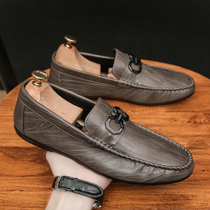 Doudou Shoes Men's New Summer Breathable Trend Leather Shoes Versatile Casual Versatile Lazy Men's Shoes