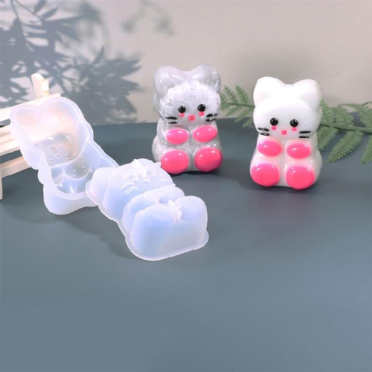 Compact Silicone Cats Figurine Crafting Mold for Small Spaces Area Saving as Decorative Item in Room Setting