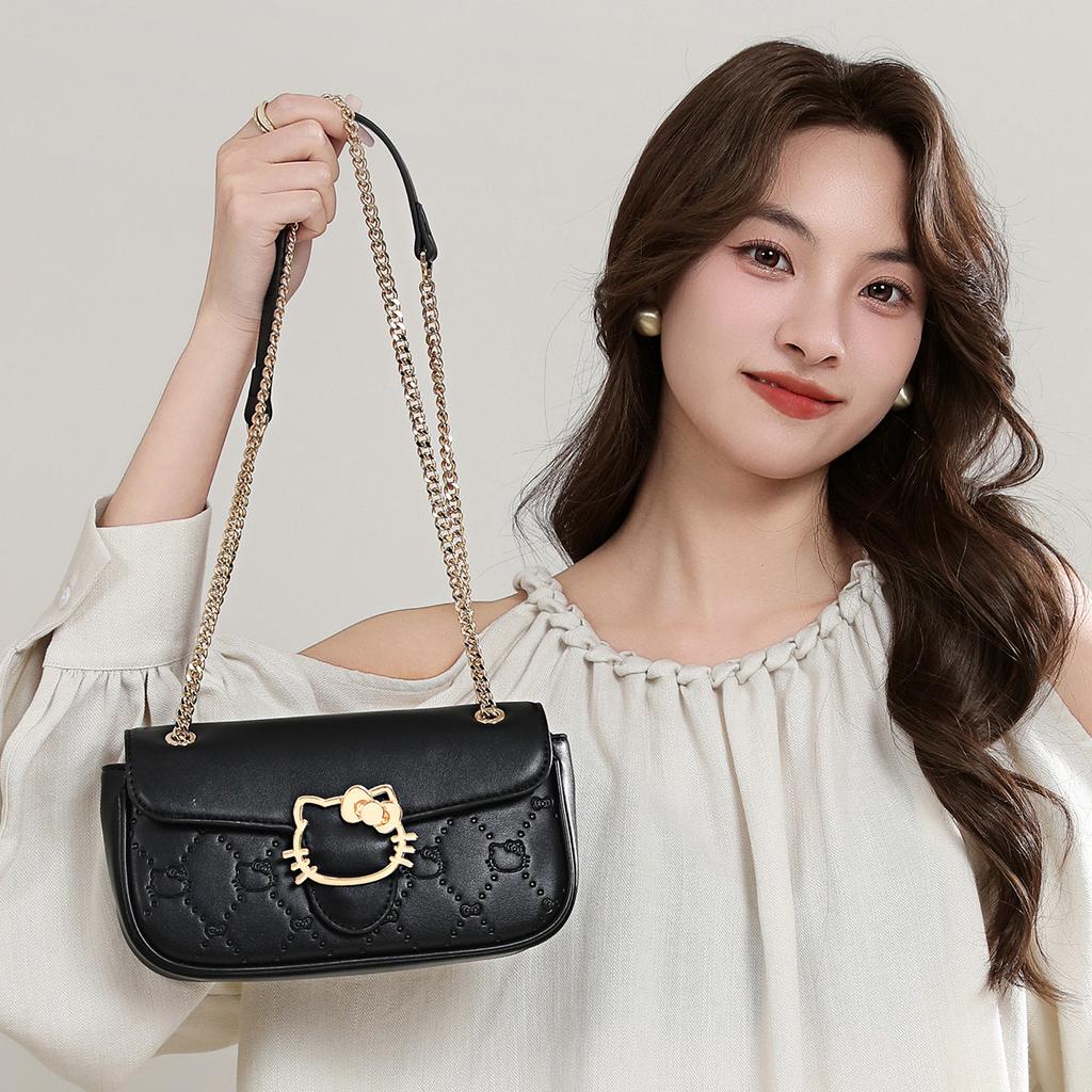 New Sanrio Hello Kitty Synthetic Leather Shoulder Bag, Crossbody Bag, Small Square Bag Regular Women's HHF249803