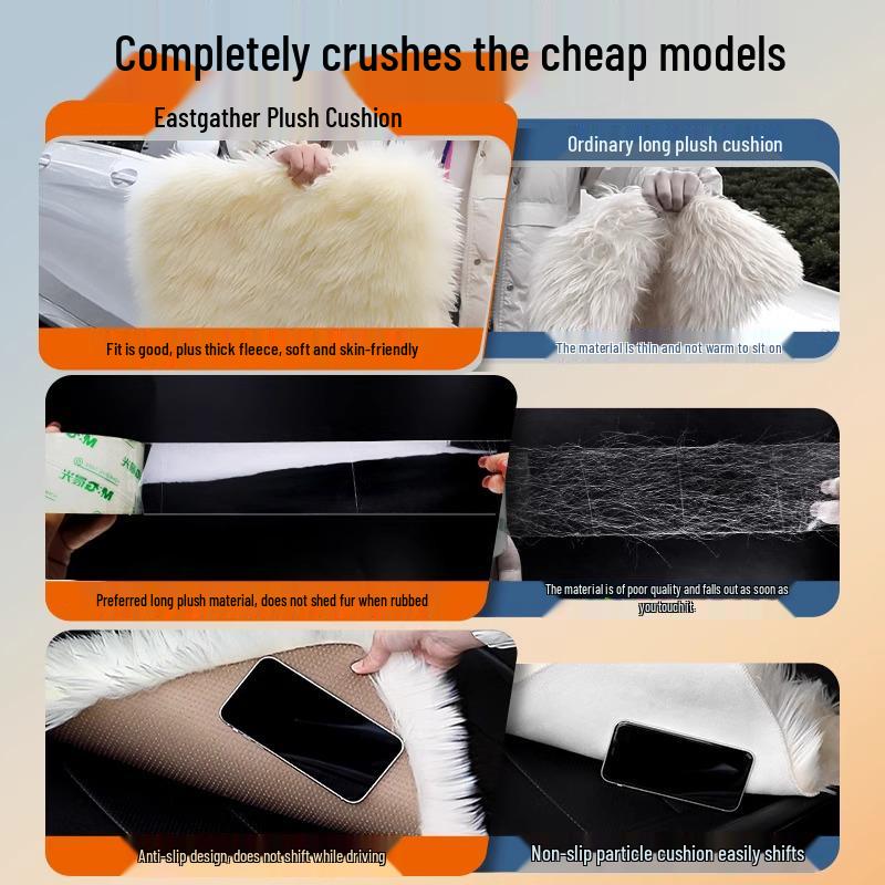 Winter Furry Car Seat Cushion for Women - Rear/Sedan Use
