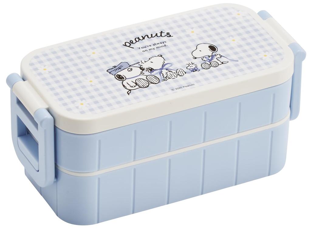 Skater Bento Made in Snoopy Blaue Box, 2-stöckig, 600ml, Japan, Band, YZW3-A