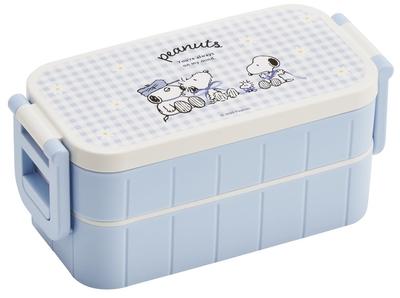 Bento Made In Snoopy Blue Box, 2-Tier, 600ml, Japan, Ribbon, YZW3-A