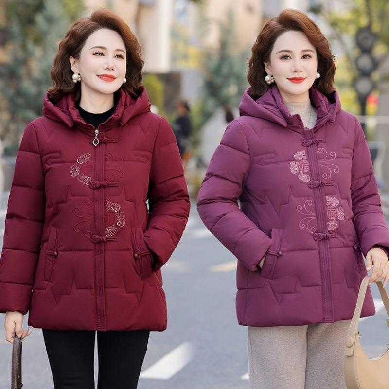 Winter down cotton-padded clothes female mother down thickened cotton-padded clothes jacket old lady hooded cotton-padded jacket