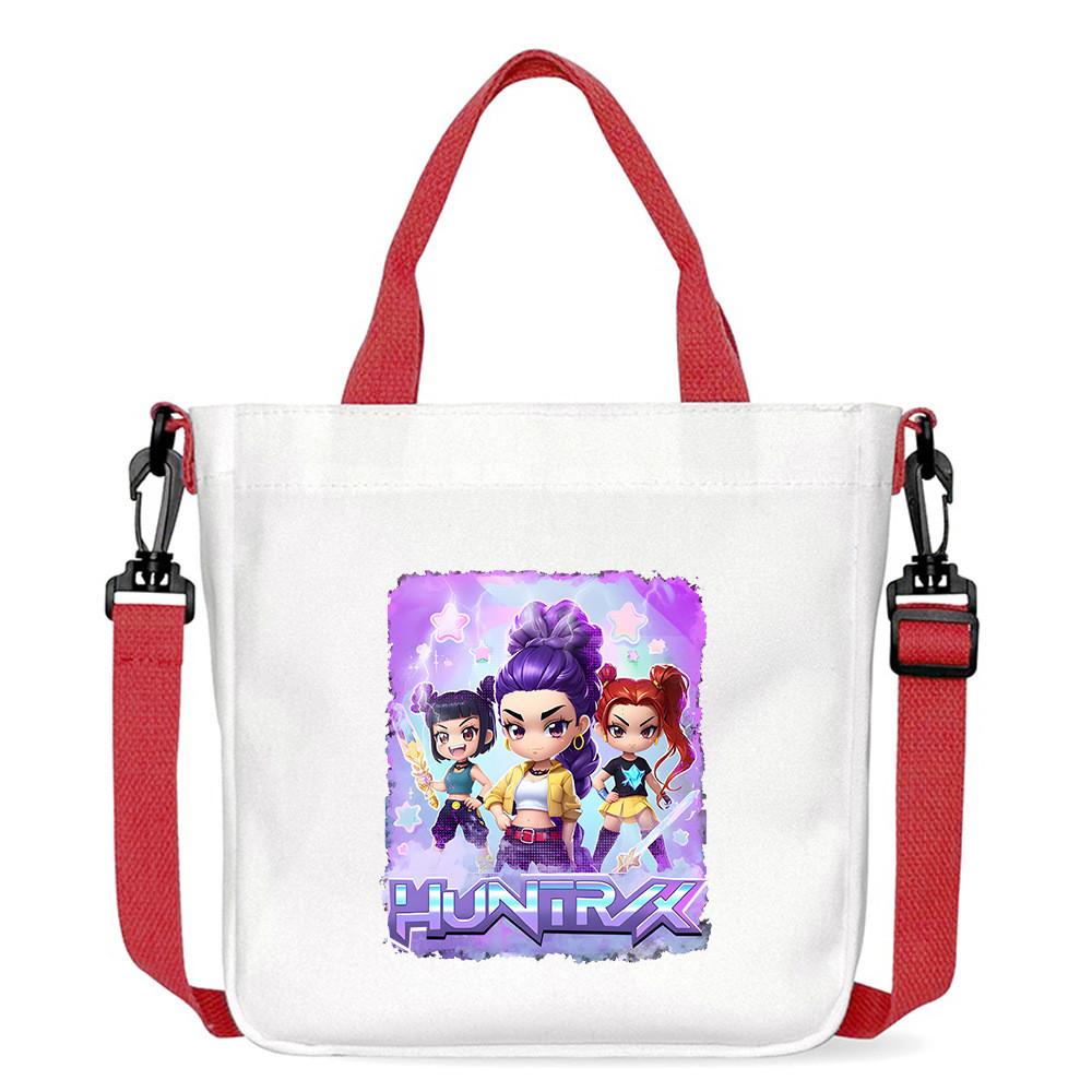 Kids Girls Kpop Hunters Derpy Rumi Zoey Mira Printed Student Lightweight Crossbody Bag Casual Canvas Shoulder Bags