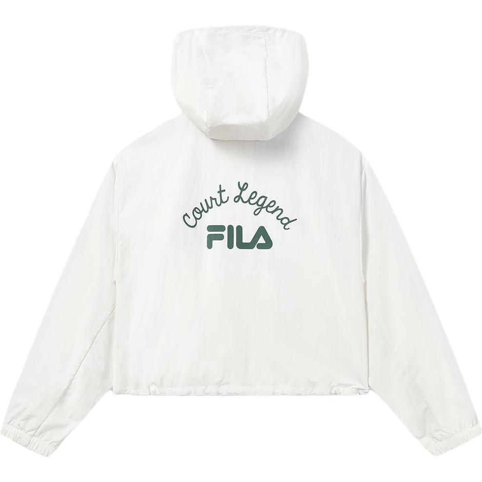 Fila Woven 2023 Autumn New Simple Tennis Fashion Loose Hooded Casual Jacket Women Jackets White F11W339705FWT