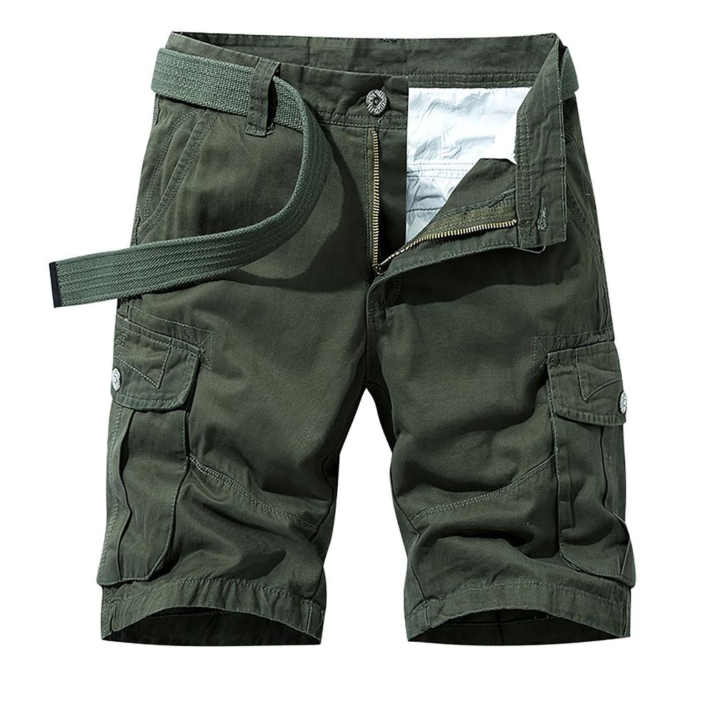 Men's Fashion Color Pocket Pants Cotton Cargo Shorts Overalls Shorts