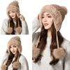 Autumn Winter Women's Three-Hair Ball Velvet Thick Cold Ear Protection Warm Knitted Cap