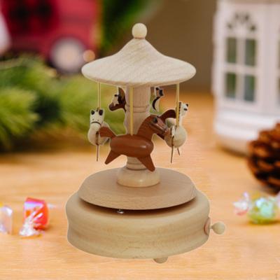 Dřevěná hrací skříňka Hudební figurka Hodinová hračka Ruční Krásná Mechanická