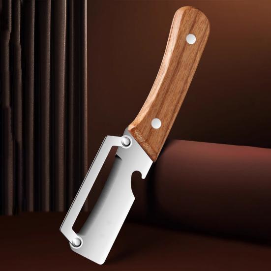 Multi-Peeler with Stainless Steel Blade & Wood Handle Bottle Opener Efficient Vegetable Fruit Peeler for Potatoes Carrots Quick Peeling Kitchen Tool