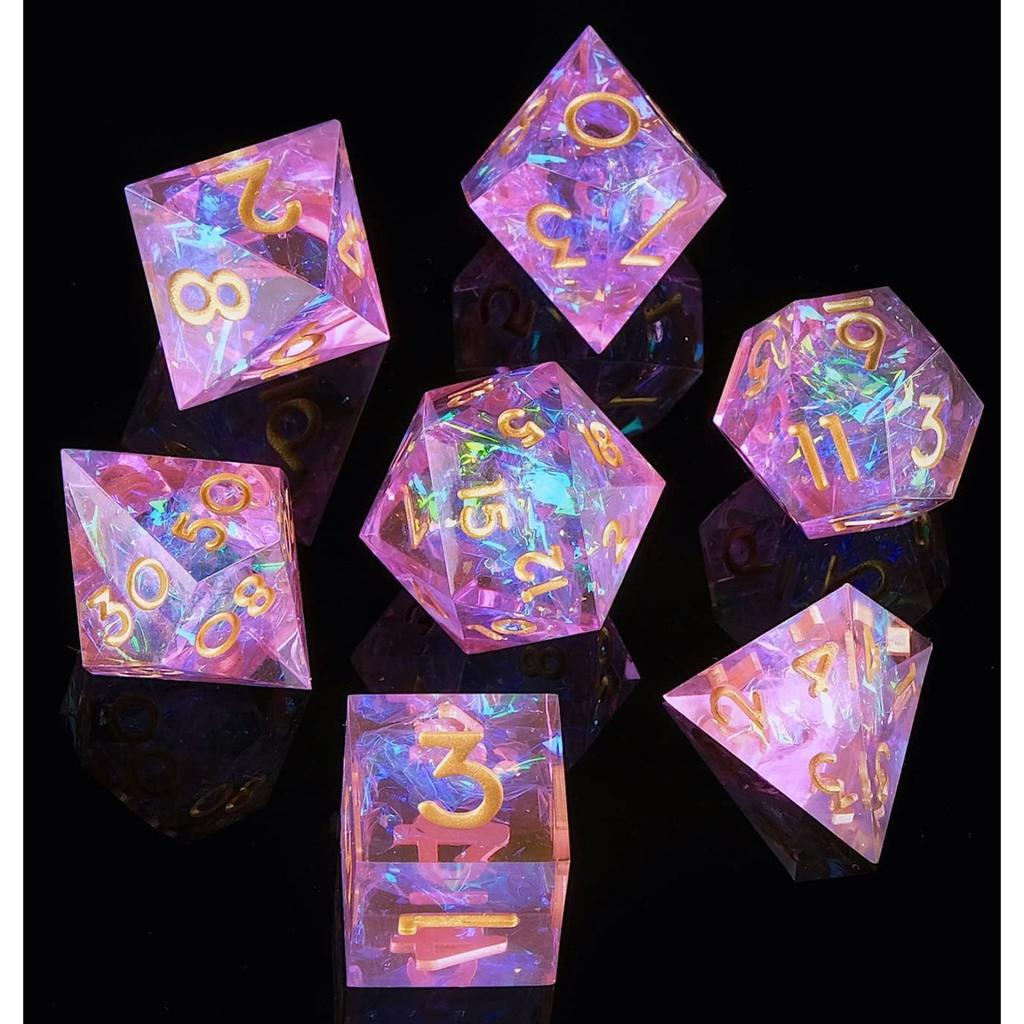 D&D DND Dice Set Dungeons and Dragons Gift RPG MTG D20 Polyhedron Resin Dice Handmade with Sharp Edges Role-Playing Board Game Digital Teaching