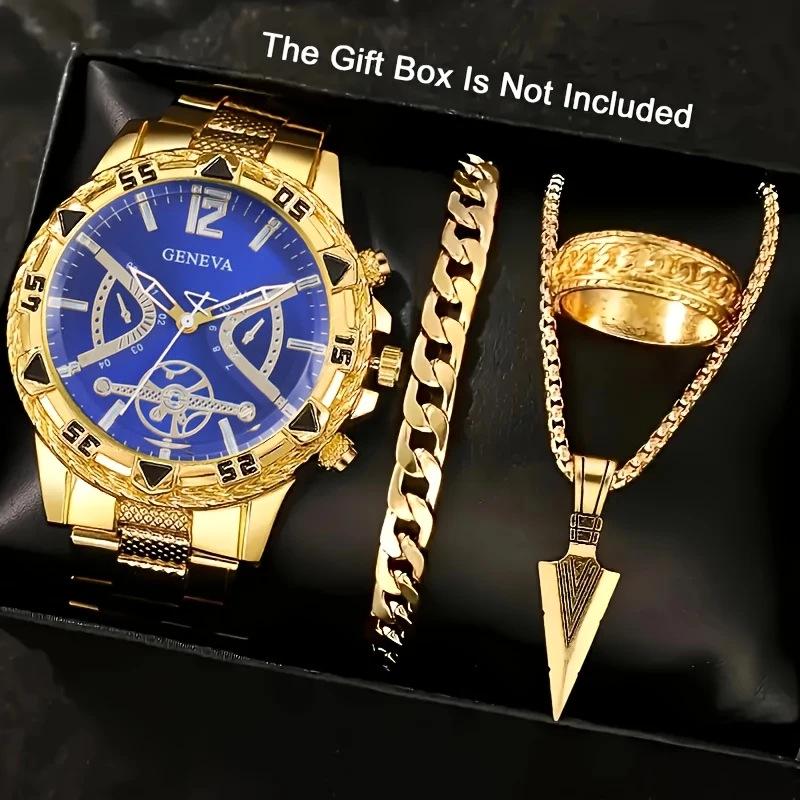 Elegant Men's Watch Set: High-end Business & Gift Collection - 4 Piece Set