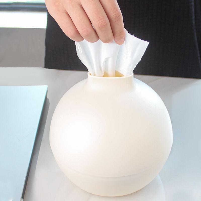 A Round Plastic Tissue Box Tissue DispenserSuitable for KitchensLiving Room and OfficesFeaturing A Nordic Style Tissue Holder