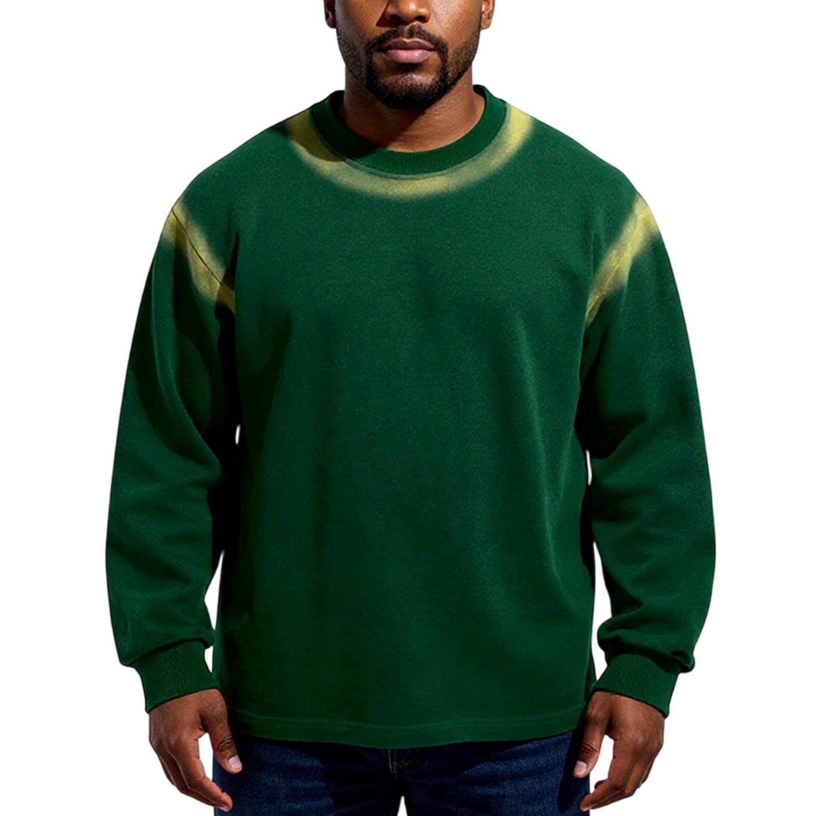 

Round Neck Men s Casual Loose Outdoor Hoodie L зелёный