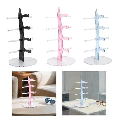 Glasses Holder Riser Eyewear Shop Desktop Store Table Shelf for 4 Pairs Dresser Eyeglasses Display Stand Sunglasses Show Rack