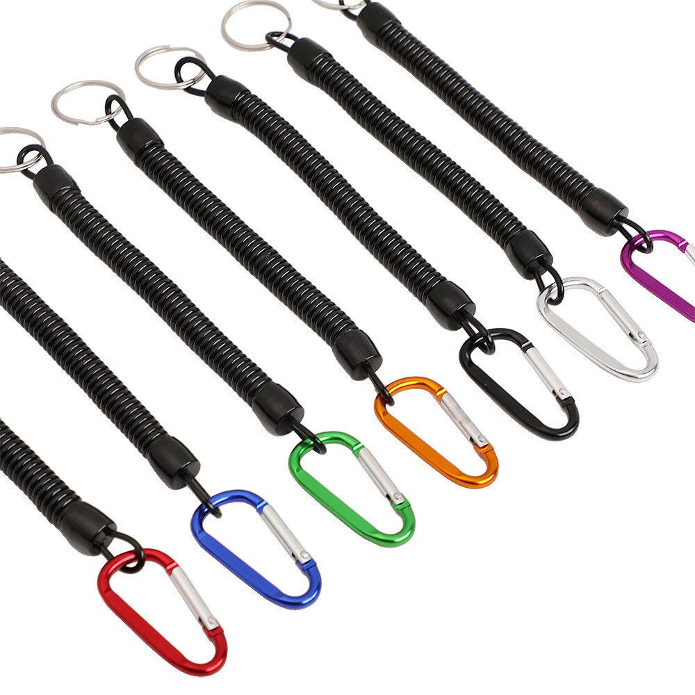 Anti-Lost Keychain & Fishing Lanyard: Outdoor Spring Cord with Carabiner