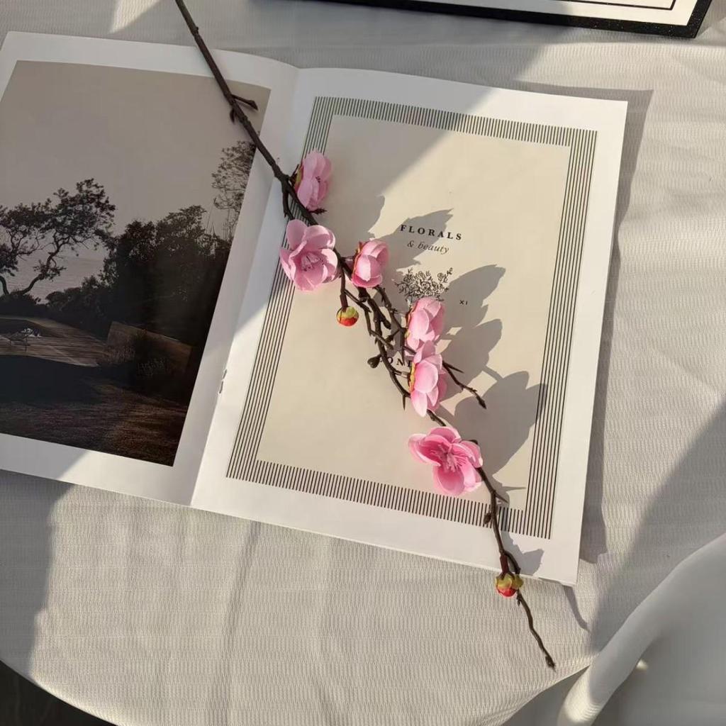 Artificial Plum Blossom Branch - Decorative Faux Flower Arrangement for Home