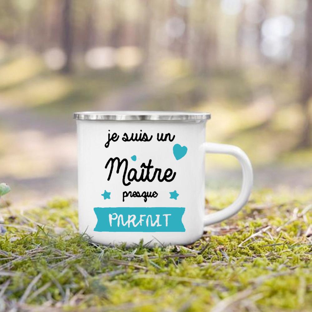 French Print Mugs Creative Coffee Cups Drinks Water Enamel Cup School Handle Drinkware Gifts for Maitresse/Maitre/Atsem/Aesh/Avs