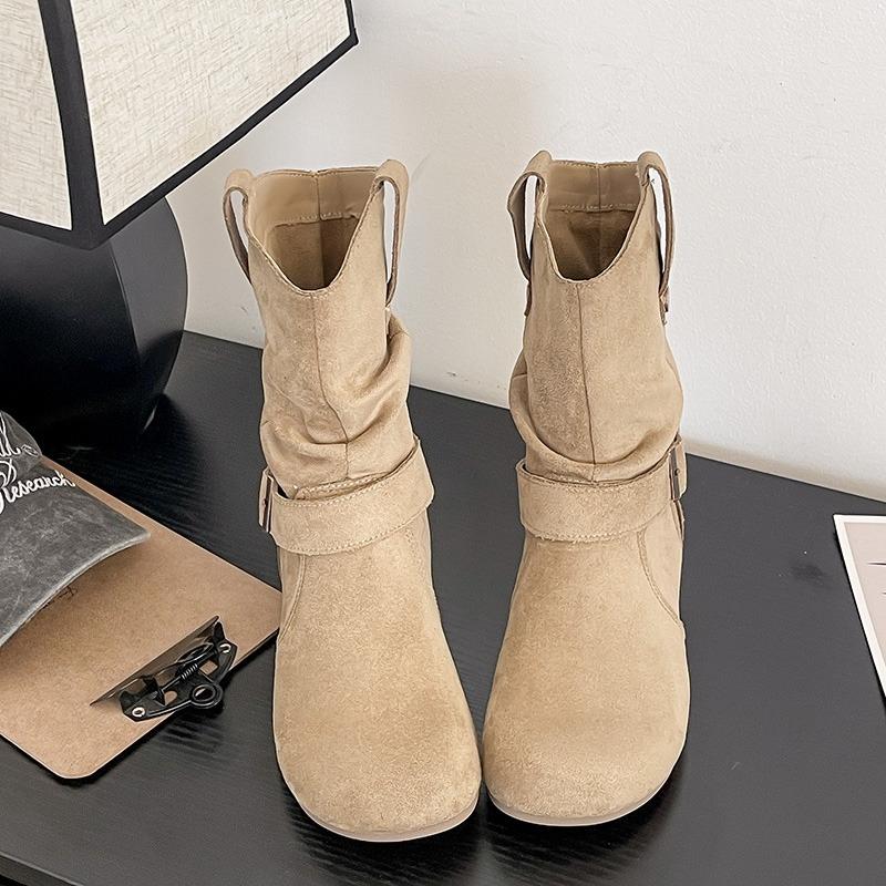 Women's 2025 Autumn and Winter New Mid-calf Boots with Built-in Height-enhancing Heeled Boots