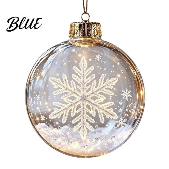 Reusable Plastic Baubles Glowing Christmas Story Ornament Light‑Up Mini Holiday Scene Hanging Ball with Warm Gift Embellishments LED Light,