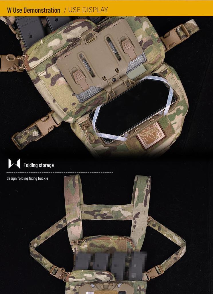 CS Tactical Camouflage Folding Navigation Board Molle Carrier: Universal Vest-Style Mount for Phone & Accessories