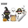 Reusable Holiday Window Sticker Static Glass Sticker, No Residue Clings, Festive Decal with Halloween Dwarf Wizards Black Cats Ghosts Skeletons