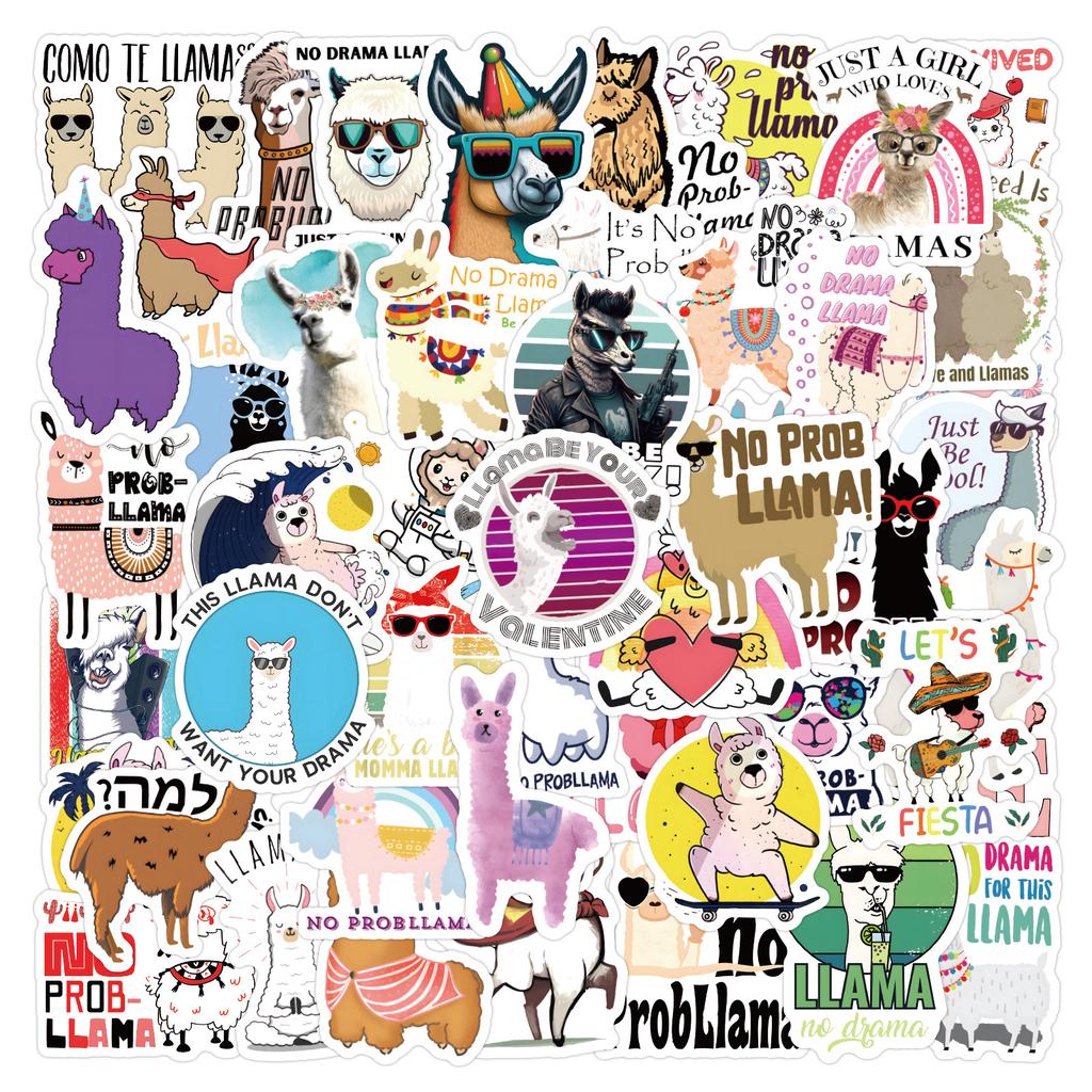 60 New Llama Graffiti Stickers Water Cup Computer Refrigerator Skateboard Waterproof Stickers