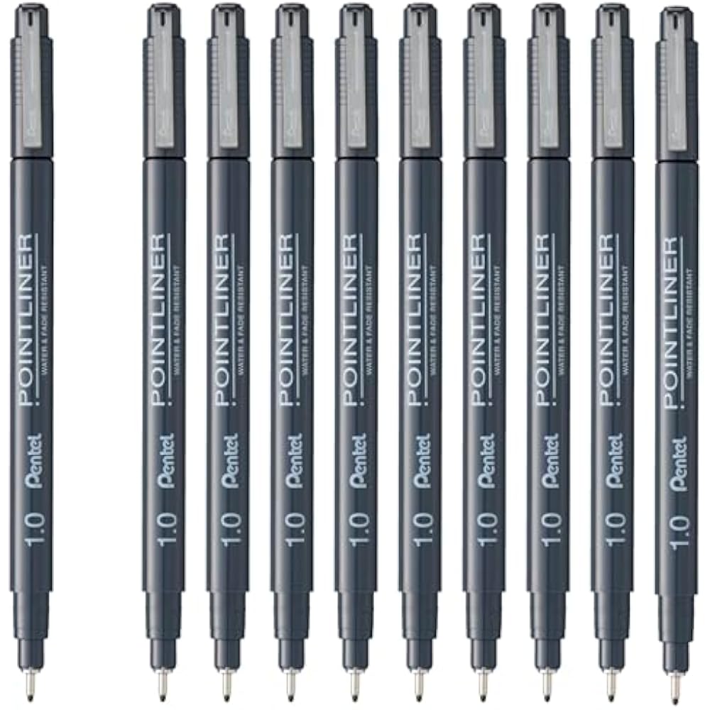 Pentel Water-based Pen Millimeter Pen Point Liner 1.0mm Black 10pcs S20P-10AD (10)