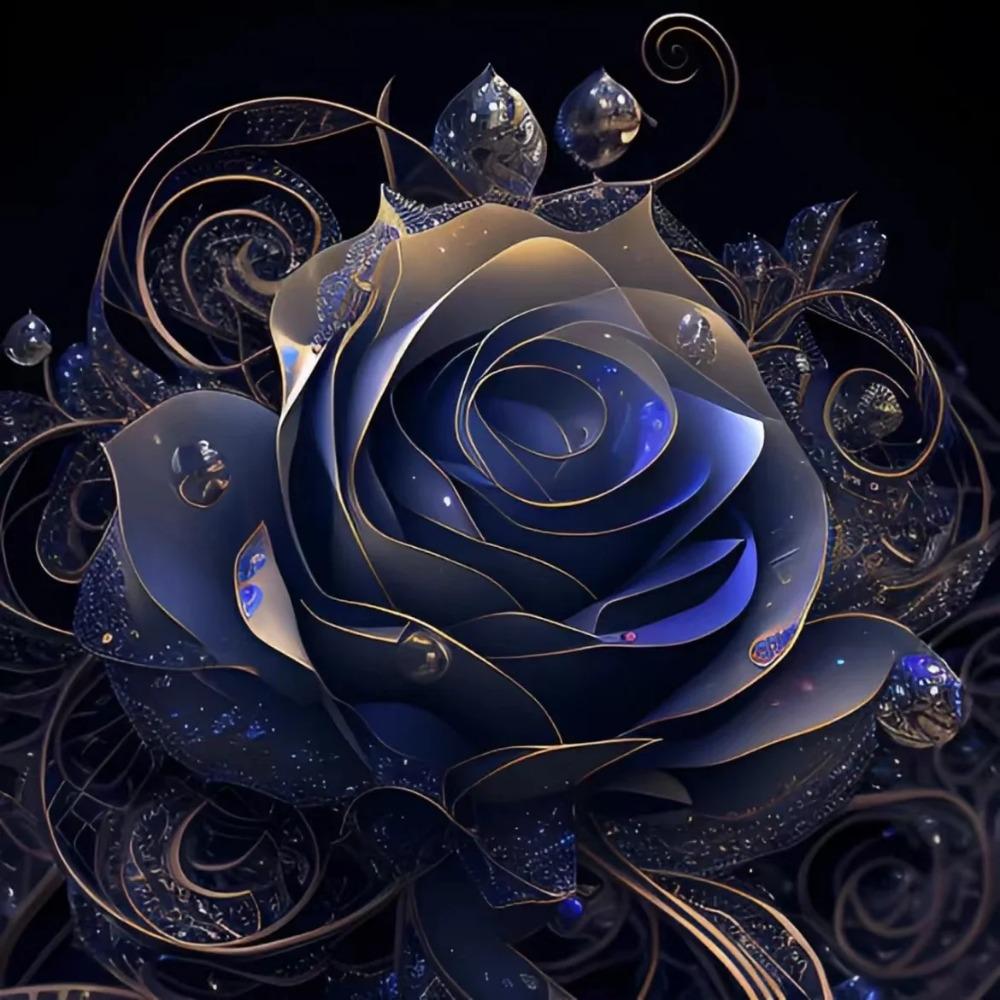 Diamant-Gemälde voller Bohrer, süßes Tier, rundes Diamant-Gemälde, handgefertigt, blaue Rose, Diy-Diamant-Mosaik-Gemälde, Heimdekoration