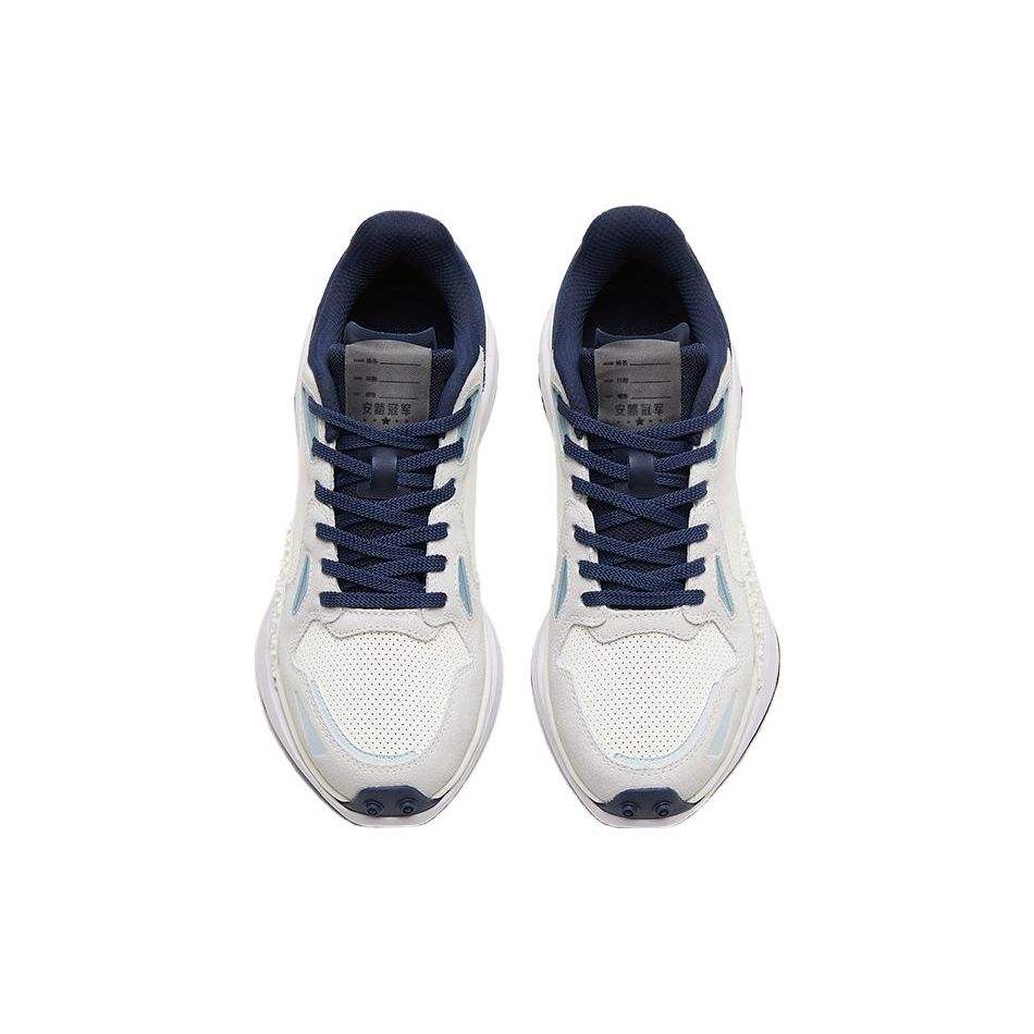 Anta Comfortable Versatile Shock Absorbing Wear Resistant Low Top Casual Shoes Women sneaker White Blue 122318881A-2