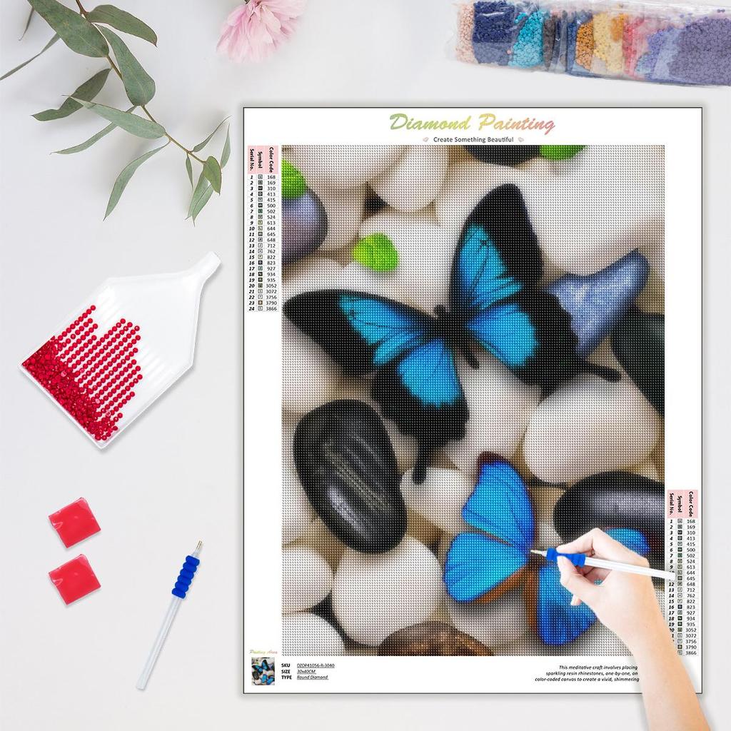 Diy Diamond Painting Butterfly Animal Full Round Embroidery Cross Stitch Handmade Painting Art Gift Home Decor 30x40cm/12x16inch