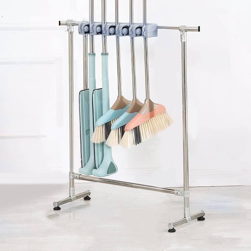 Estante de Almacenamiento para Mopas Desmontable Organizador de Escobas de Pie Resistente al Desgaste Soporte Multifuncional para Mopas para Almacenamiento en Cocina del Hogar